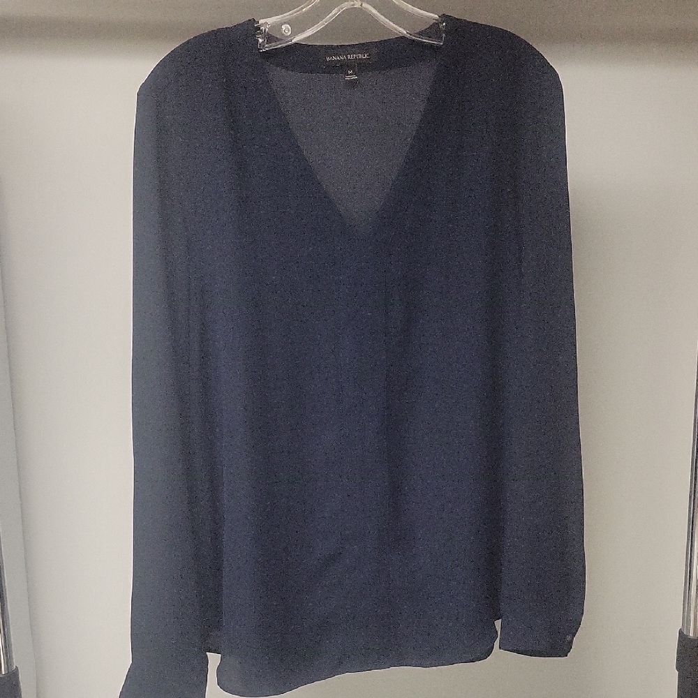Banana Republic Dark Navy V-Neck Long Sleeve Top
